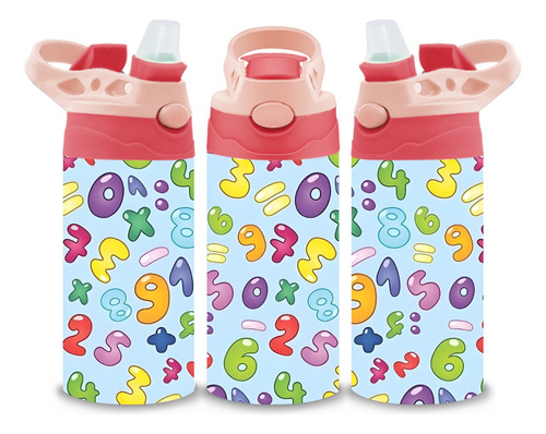 Termos Infantil Números Matemáticas Acero Inoxidable 320 Ml Coral Claro