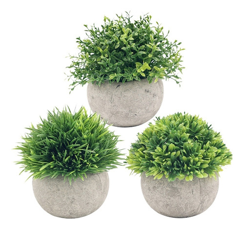 Pack De 1 Mini Macetas Artificiales De Hierba Verde Falsa