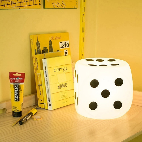 Luminaria De Mesa Criativa 3d Dado
