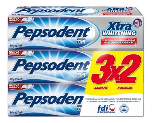 Pepsodent Pack X3 Pasta Dental Xtra Whitening 90g