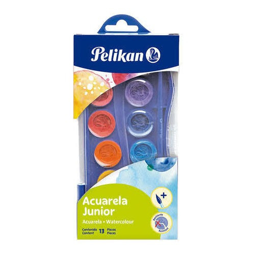 Acuarelas Junior Pelikan Estuche 12 Colores + Pincel