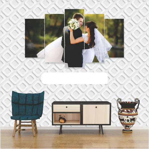 Imagem 1 de 4 de Quadro Personalizado Envie Sua Foto Mosaico 5 Peças Grande