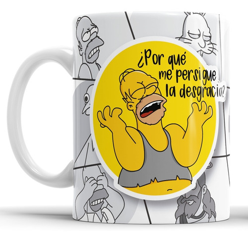 Taza De Cerámica Homero Por Que Me Persigue La Desgracia