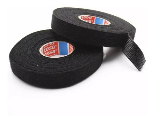 Fita adesiva preta Tesa Pet Fleece - rolo de 19 mm x 25 m, tecido preto