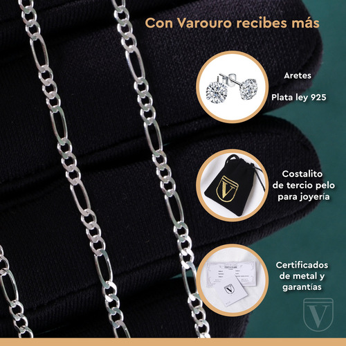 Cadena Figaro 3x1 Plata Ley 925 Collar | 50cm - 2.5mm Unisex Color Plateado