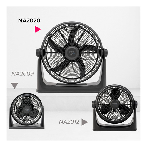 Ventilador Narvik Na2020 De 20 Pulgadas (50.8 Cm) Piso Y Pared, 3 Velocidades, Inclinación Vertical Manual, Negro Mate
