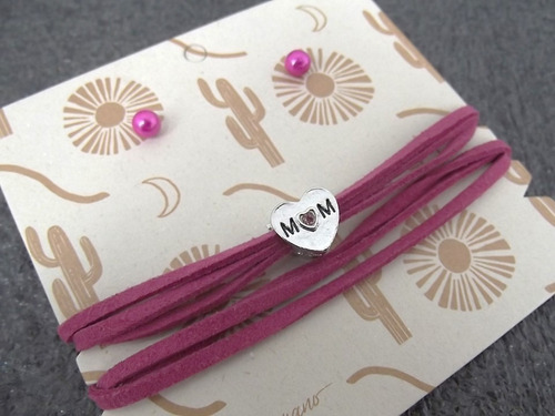 Imagen 2 de 6 de Kit Regalo Mama Dia Madre Billetera Mujer + Collar + Topos