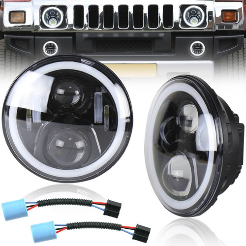 Conjunto Faro Delantero Led Para Hummer Haz Blanco Halo Drl