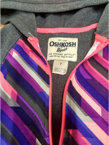 Campera Oshkosh Capucha Nena 7añ Use 1 Vez Perfecta