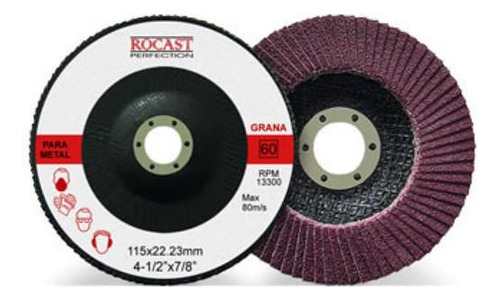 Disco De Lixa Flap Disc 115 X 22 Mm Grão 40 Rocast 102,0001