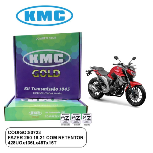 Kit Relação Kmc Transmissão Fazer 250 2018 A 2021 C/retentor