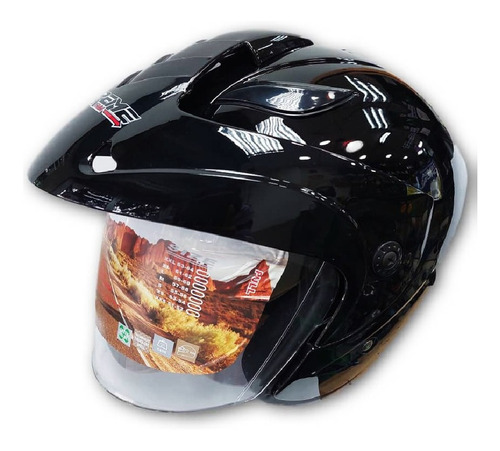 Casco Hf225a Neg Semi Integral Con Visor Color Negro Ta Moto