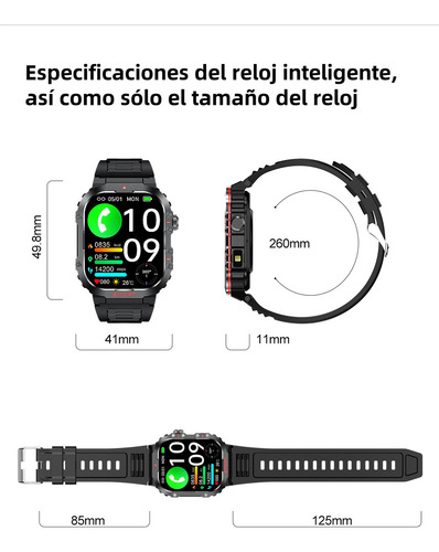 Reloj Inteligente Hombre Caballero Smart Watch Reloj Militar Con Linterna Deportivo Alexa 2.1bluetooth Llamada Ip68 Impermeable Resistente Al Agua 900mah