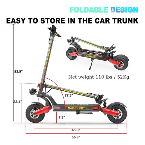 Nanrobot Ls7+ Scooter Eléctrico Doble Motor 6000w Alta Gama
