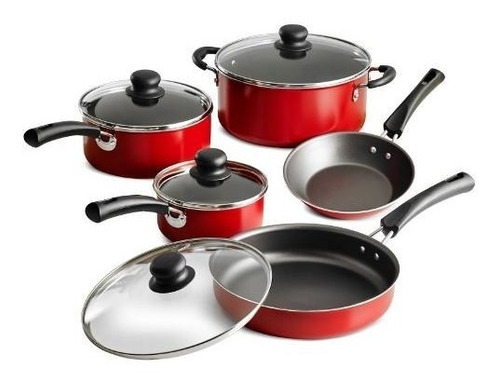 Bateria De Cocina Simple Cooking 9 Piezas Roja Tramontina