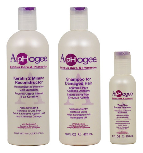 Aphogee Keratin 2 Minute Reconstructor 16 Oz + Champú Para.