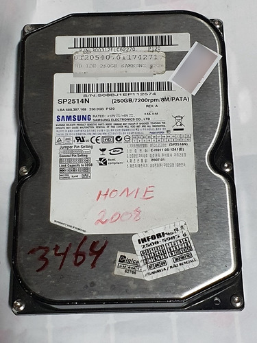 Hd 250 Gb Sp2514n - Não Acompanha Placa Lógica Cod. 3464b Prateado (Usado)