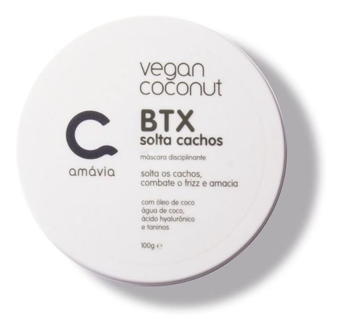 Vegan Coconut Btx Solta Cachos Antifrizz Liso Amavia 100g