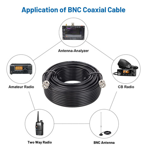 Cable Coaxial Rg58 De 100 Pies, Macho Bnc A Macho Bnc