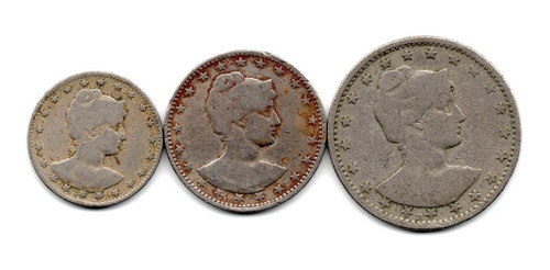 Brasil Lote Serie 3 Monedas 100, 200 Y 400 Reis Año 1901