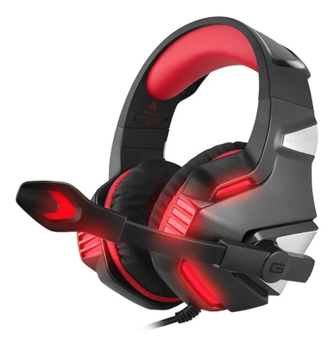 Audífonos gamer Hunterspider V3 negro y rojo con luz LED