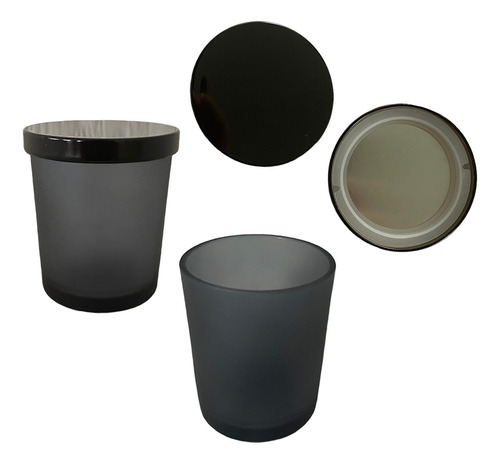 4 Vasos De Vidrio Para Cera Con Tapa (7oz)