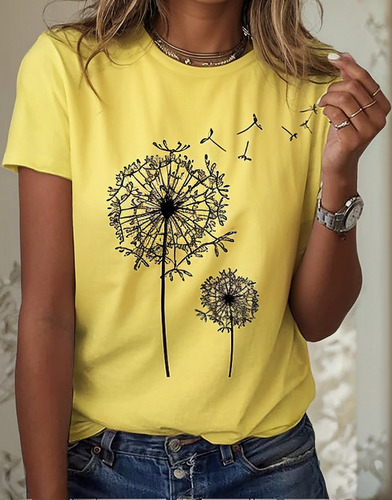 Playera Holgada Con Estampado De Jersey Con Cuello Redondo Y
