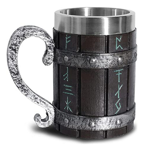 Jarra De Cerveza Estilo Vikingo Con Runas Nórdicas