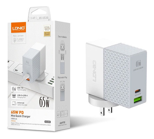 Cargador Ldnio A2620c 65w Usb-c Pd + Usb Adaptador De Pared