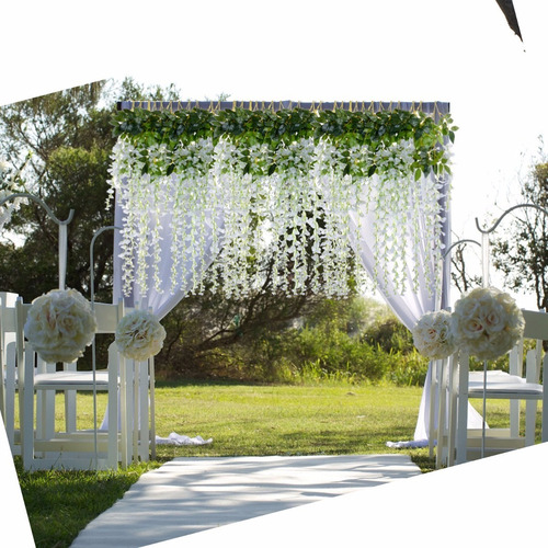 Imagen 4 de 5 de Flores Artificiales Seda Wisteria Colgante Blanca Para Boda
