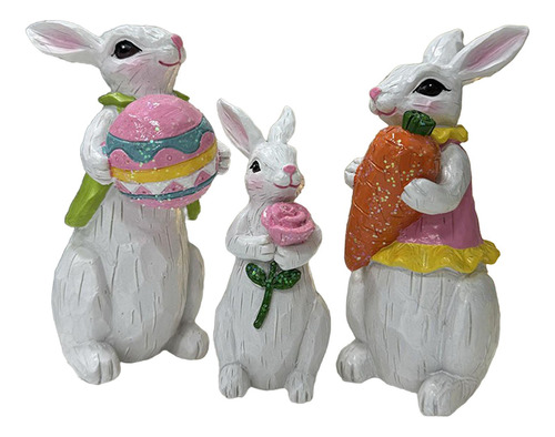3 Estatuas De Conejo, Decoraciones De Pascua, Figuritas De