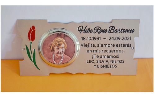 Imagen 5 de 10 de Placa Recordatoria Cementerio 25x15 Con Foto + Crucifijo