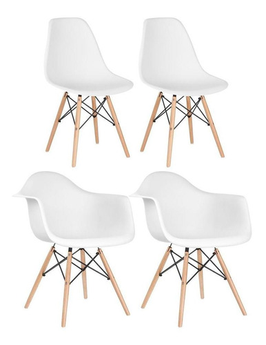 Kit Cadeiras Eames Wood 2 Daw 2 Dsw Varias Cores  Cor Da Estrutura Da Cadeira Branco