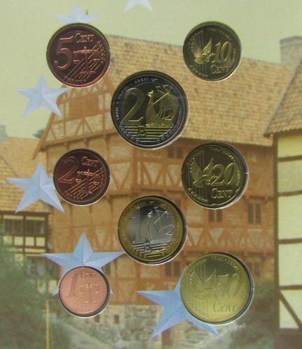 Dinamarca 2002 Set De 8 Monedas Ensayo Prueba Centavos Euro