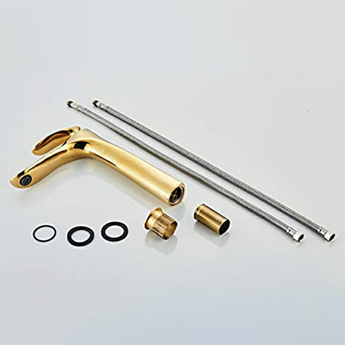Torneira Alta Banheiro Lavabo Monocomando Misturador Cor Dourado Yesop