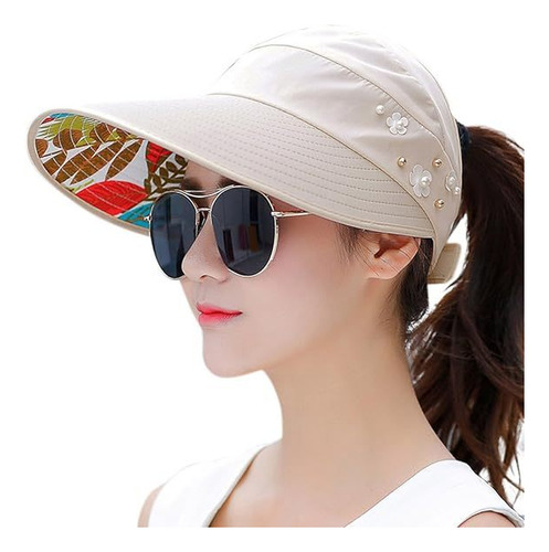 Women's Sun Hat Wide Brim Uv Floppy Hat Beach Foldable Visor