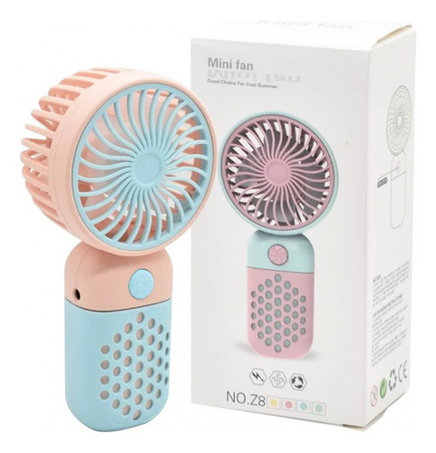 Mini Ventilador Usb A Mano Recargable Portátil Soporte Color Rosa