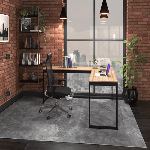 Escrivaninha Mesa Em L Industrial De Canto Nórdico Meslmagn 150x74x45 Vintage Ferro E Madeira Laminado Com Preto Sofa Sogude