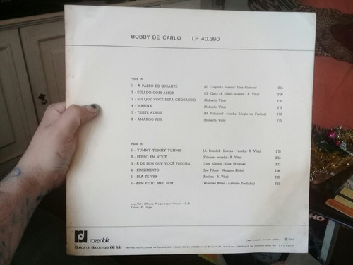 Lp Bobby De Carlo 1968 . Selo Mocambo / Rozenblit.