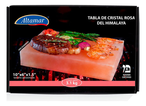 Tabla De Sal Rosa Altamar Del Himalaya De 3.1 Kg