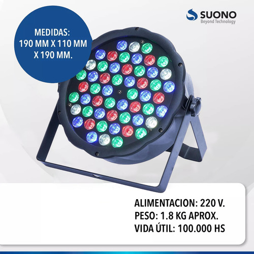 Tacho Proton Led 54 Led Alta Luminosidad Audioritmico Rgbw