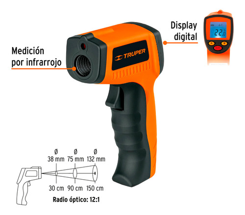 Termometro Laser Infrarrojo Truper Con Pantalla Lcd Mete-500