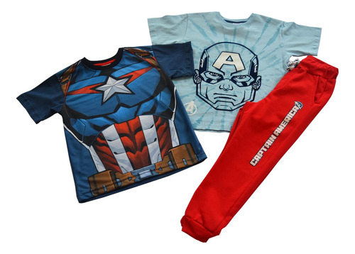 Conjunto Casual Jogger Set 3 Piezas Capitan America Niños