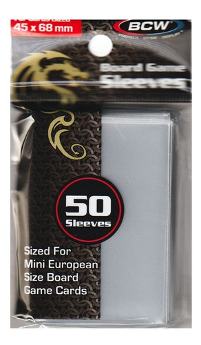 50 Protectores Mini Europeo Bcw Cartas Tamaño 45x68 Mm