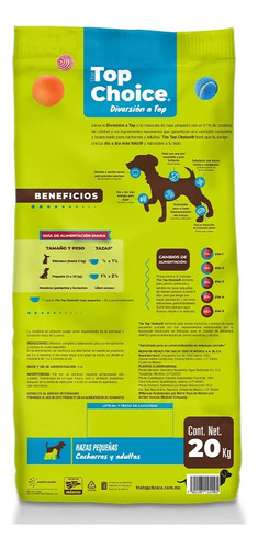 The Top Choice Raza Pequeña 20 Kg + Mazacan Para Perro 1 Pza