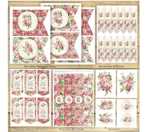 Kit Imprimible Shabby Rose Quinceaños