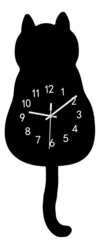 Cartoon Cat Wall Hanging Clock 175x435cm Decoración Negro