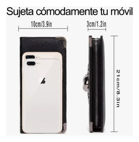 Cartera Larga Calavera Con Cremallera Estilo De Cuero