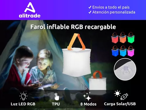 Farol Led Camping Recargable Solar Lampara Linterna 2 En 1