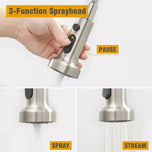 Llave Mezcladora Grifo Monomando Acero Inoxidable Cocina Plateado